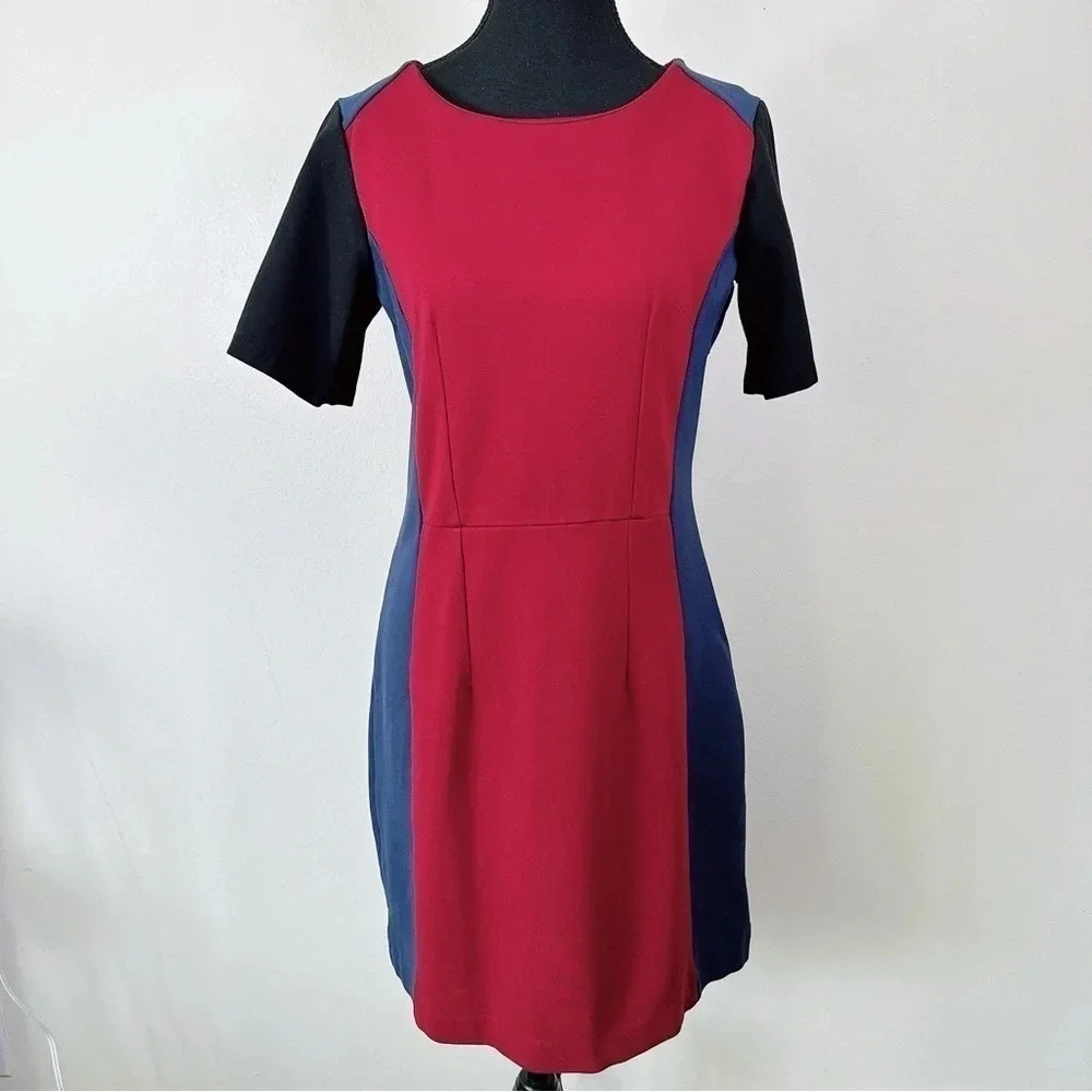 Tommy Hilfiger Colorblock Navy Red Short Sleeve Sheath Dress